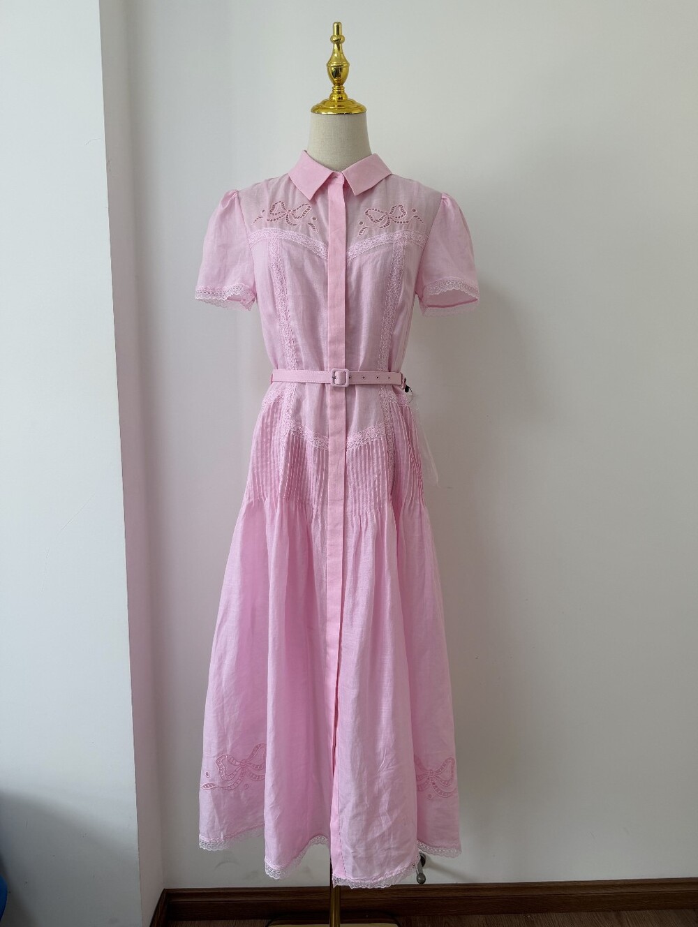 Self Portrait Pink Embroidered Midi Dress - Picture 7 of 16